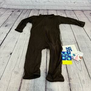 Kickee Pants Brown Bamboo Zipper Footless Romper